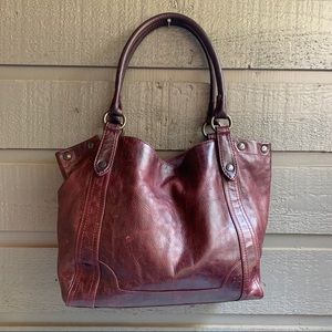 Frye Melissa Leather Shoulder Tote Wine